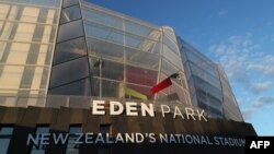 FILE - Eden Park, which will host matches during the 2023 Women's World Cup football tournament, is seen in Auckland, New Zealand, June 9, 2018.