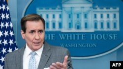 Juru bicara Dewan Keamanan Nasional AS, John Kirby, berbicara dalam konferensi pers di Gedung Putih di Washington, pada 22 Januari 2024. (Foto: AFP/Saul Loeb)