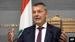 FILE - Commissioner-General of the U.N. agency for Palestinian Refugees, Philippe Lazzarini speaks during a press conference in Beirut, Lebanon, May 27, 2024.