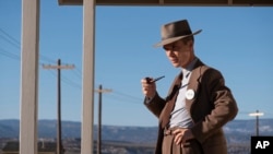 FILE - This image released by Universal Pictures shows Cillian Murphy in a scene from 'Oppenheimer.'