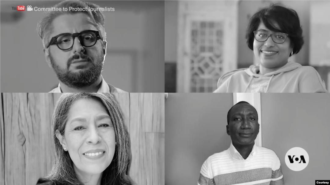 Jurnalistlarni himoya qilish qo'mitasi tomonidan bu yil taqdirlangan jurnalistlar (chapdan): Gruziyadan Nika Gvaramia, Hindistondan Shahina K.K., Meksikadan Mariya Tereza Montanyo, Togodan Ferdinand Ayite 