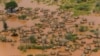 An aerial view shows a deserted and flooded traditional homestead following heavy rains in Garsen, Tana Delta within Tana River county, Kenya, Nov. 23, 2023. 