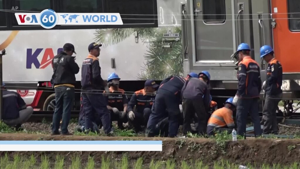 VOA60 World - At least four people dead after two trains collided on Indonesia’s main island of Java