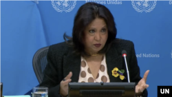 E dërguara e OKB-së për dhunën seksuale në konflikt, Pramilla Patten gjatë konferencës për shtyp
