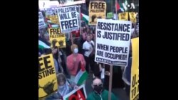 巴勒斯坦支持者在纽约时报广场举行集会