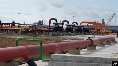 FILE - Oil pipelines, seen during the opening ceremony of Africa’s biggest oil refinery in Lagos, Nigeria, May 22, 2023. 