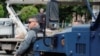 Kosovo special police forces guard municipal offices after Serb protestors prevented a newly elected ethnic Albanian mayor from entering the offices, in Leposavic, Kosovo, May 27, 2023. 