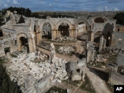 A view of the Church of Saint Simeon, 30 kilometers northwest of Aleppo, Syria, March 8, 2023. The Byzantine-era church suffered destruction during the Islamic State rampage across Syria and was further damaged in a February 2023 earthquake.