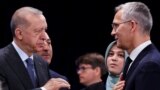 FILE - Turkey's President Recep Tayyip Erdogan and NATO Secretary General Jens Stoltenberg attend a NATO summit in Madrid, Spain, June 30, 2022.