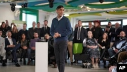 Britain's Prime Minister Rishi Sunak speaks at the MyPlace Youth Centre in Mansfield, England, Jan. 4, 2024.