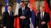 Francuski predsednik Emanuel Makron, predsednik Srbije Aleksandar Vučić i nemački kancelar Olaf Šolc na konferenciji u Minhenu u februaru 2023. ((Foto: Odd ANDERSEN / AFP)