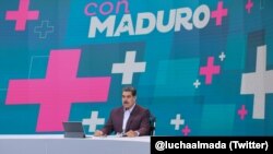 El presidente Nicolás Maduro durante la transmisión de su programa semanal. 