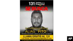 Cartel de búsqueda de José Adolfo Macías Villamar, líder de la pandilla Los Choneros. (Ministerio del Interior de Ecuador, vía AP)