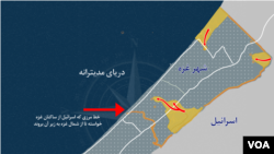 این نقش آخرین وضعیت نفوذ ارتش اسرائیل به شمال نوار غزه را نشان می‌دهد. ارتش اسرائیل از سه مسیر شهر غزه در شمال را محاصره کرده است. در تصویر، خط مرزی که ارتش اسرائیل از مردم شمال غزه خواسته به زیر آن در سمت جنوب نوار غزه بروند با خط زردرنگ مشخص شده است. 