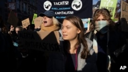 Climate activist Greta Thunberg joined thousands of people who marched through Amsterdam, Netherlands, Nov. 12, 2023, to call for more action to tackle climate change.