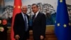 中国外长王毅在北京会晤到访的欧盟外交和安全政策高级博雷利（Josep Borrell）。（2023年10月13日）