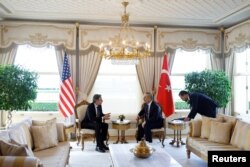 U.S. Secretary of State Antony Blinken meets with Turkish Foreign Minister Hakan Fidan at Vahdettin, a private residence of the Presidency, in Istanbul, Turkey, Jan. 6, 2024.