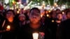 A unionized federal court worker protests against reforms that would make all judges stand for election in Mexico City, Aug. 26, 2024.