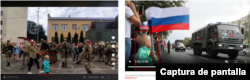 Comparación clip de TikTok (izquierda) con una de las imágenes difundidas por el gobernador de Strávopol.