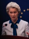 European Commission President Ursula von der Leyen speaks during a press conference at the European Union Delegation to China compound after meeting with Chinese President Xi Jinping and Premier Li Qiang in Beijing, Dec. 7, 2023. 