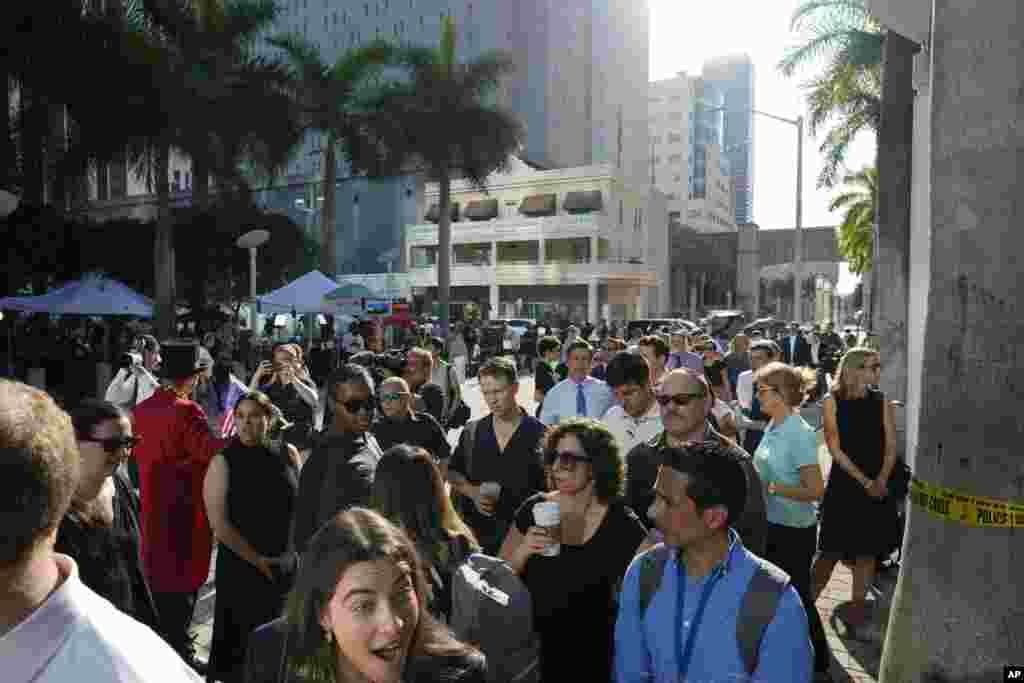 Journalists line up to be admitted inside the Wilkie D. Ferguson Jr. U.S. Courthouse in Miami, Florida.&nbsp;Former President Donald Trump is making a federal court appearance on dozens of felony charges accusing him of illegally hoarding classified documents and thwarting the Justice Department&#39;s efforts to get the records back.&nbsp;