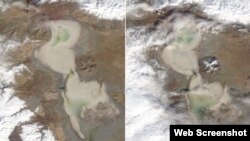 Sağ tərəfdə 18 yanvar 2024, sol tərəfdə 28 yanvar 2024 tarixlərinə aid NASA peyk görüntüləri (EOSDIS Worldview)