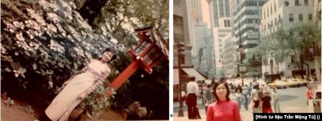 Trần Mộng Tú Tokyo 1971 và Trần Mộng Tú New York 1972. [Hình tư liệu Trần Mộng Tú]
