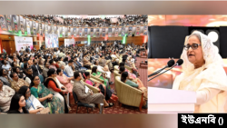 ঢাকার বঙ্গবন্ধু আন্তর্জাতিক সম্মেলন কেন্দ্রে জাতীয় চলচ্চিত্র পুরস্কার প্রদান অনুষ্ঠানে প্রধানমন্ত্রী শেখ হাসিনা। ১৪ নভেম্বর, ২০২৩।