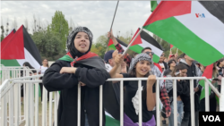 Palestinos en Chile exigen el fin de toda violencia. Fotografía: Nicolás Cortés/VOA