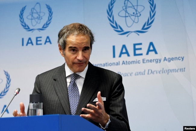 FILE - Director General of the International Atomic Energy Agency (IAEA) Rafael Grossi holds a press conference in Vienna, Austria, Nov. 22, 2023.