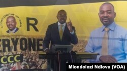 Nelson Chamisa addressing a press conference in Harare