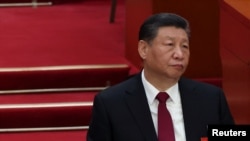 中國領導人習近平在北京人大會堂舉行的全國人大會議開幕式上。（2024年3月5日）