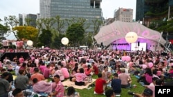 Supporters attend the annual Pink Dot event in a public show of support for the LGBTQ community at Hong Lim Park in Singapore, June 24, 2023. 