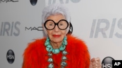 FILE - Iris Apfel attends the premiere of 'Iris' at the Paris Theatre on April 22, 2015, in New York.