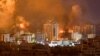 Api dan asap mengepul saat berlangsungnya serangan Israel di Gaza, 9 Oktober 2023. (REUTERS/Mohammed Salem)
