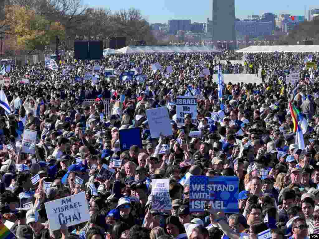 Miles de personas se manifestaron en la emblemática Explanada de Washington a favor de Israel y en contra del antisemitismo.