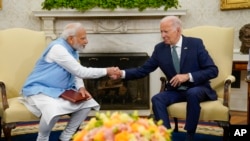 美国总统拜登2023年6月22日会见来访的印度总理莫迪。