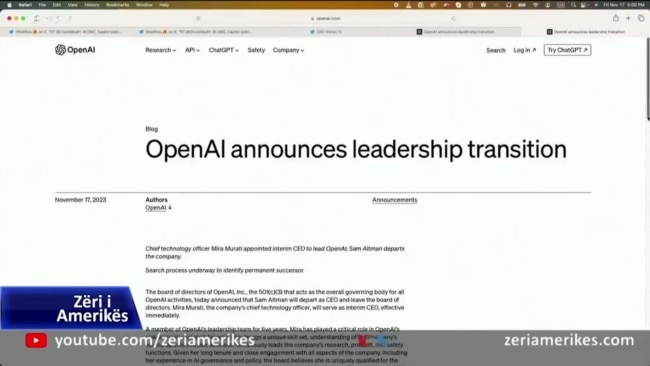 Largohet drejtuesi i kompanisë së ChatGPT; Mira Murati merr drejtimin