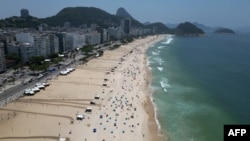 FILE — An aerial view of the Copacabana beach in Rio de Janeiro, Brazil, Nov. 10, 2023. 