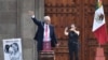 Mexican President Andres Manuel Lopez Obrador waves to supporters as he leaves after the presentation of his last government report at the El Zocalo Square in Mexico City on Sept. 1, 2024.