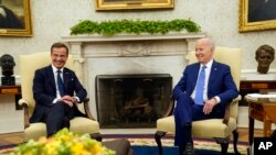 အမေရိကန်သမ္မတ Joe Biden နဲ့ ဆွီဒင်ဝန်ကြီးချုပ် Ulf Kristresson တို့အိမ်ဖြူတော်မှာ တွေ့ဆုံ၊ ဂျူလိုင် ၅၊ ၂၀၂၃