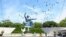 Doves fly over the Peace Statue during a ceremony to mark the 79th anniversary of the US atomic bombing at the Peace Park in Nagasaki, Japan, Aug. 9, 2024. 