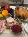 A traditional Thanksgiving feast recreated at the Plimoth Patuxet Museums in Plymouth, Massachusetts. 