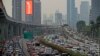 Vehicles are caught in a congestion during rush hour in Jakarta, Indonesia, on Oct. 27, 2023. Pollution is causing respiratory illnesses and deaths to rise in Indonesia's island of Java, including the capital, Jakarta. 