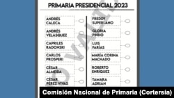 Así será la boleta que será utilizada en la primaria presidencial de la oposición de Venezuela que será celebrada el domingo 22 de octubre de 2023.