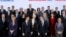 U.S. Secretary of State Antony Blinken, front center right, and North Macedonia Foreign Minister Bujar Osmani, front center left, are pictured with other officials at the Organization for Security and Cooperation in Europe meeting in Skopje, North Macedonia, Nov. 29, 2023. 