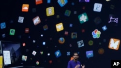 FILE - Sundar Pichai, current head of Google, speaks at Google I/O 2013 in San Francisco, Wednesday, May 15, 2013. (AP Photo/Jeff Chiu)