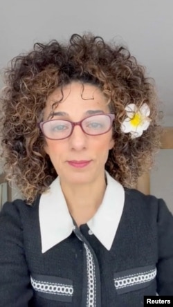 This screen grab from a self-made video shows Masih Alinejad, a VOA Persian Service TV host, announcing she would go on a hunger strike Jan. 25, 2024, to protest a surge of hangings in Iran. (Masih Alinejad via Reuters)