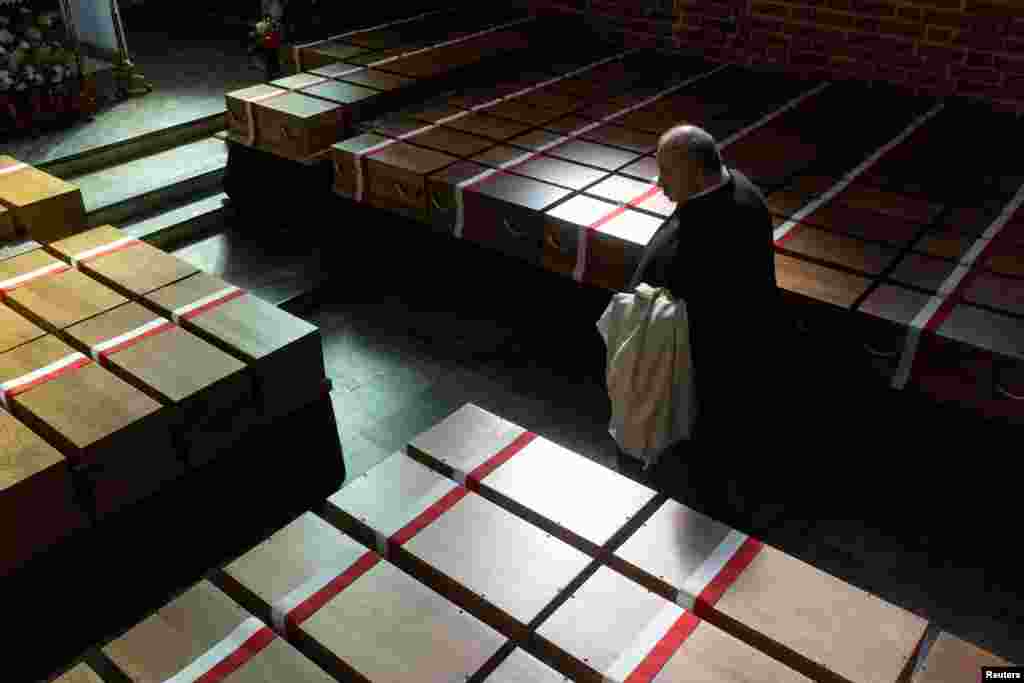 The burial of the skeletal remains of over 700 victims of German crimes discovered in the so-called &#39;Valley of Death&#39; takes place in a funeral mass in Chojnice, Poland.