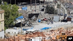 A view of an industrial area destroyed by an Israeli airstrike in Wadi al-Kfour, Nabatieh province, Lebanon, Aug. 17, 2024.